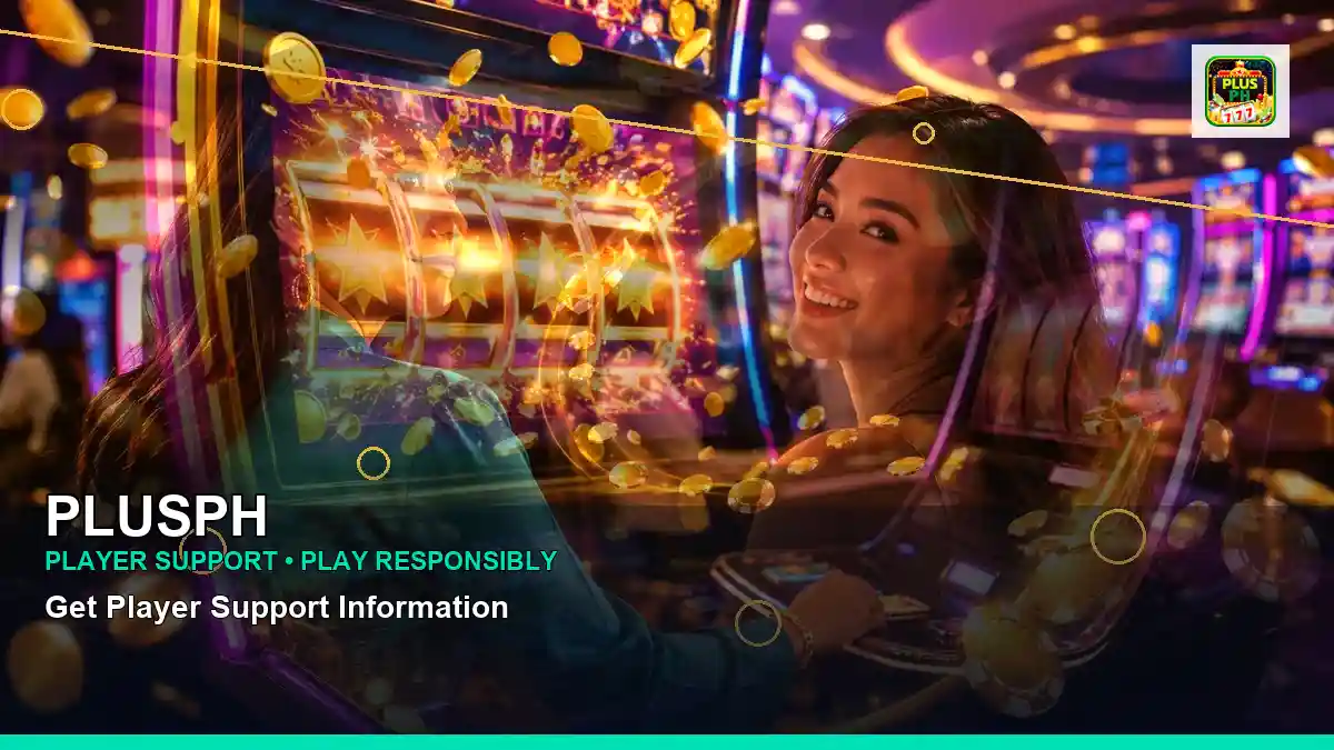 PLUSPH luxury online slot games featuring an adult Filipina casino host with a layered collage composition