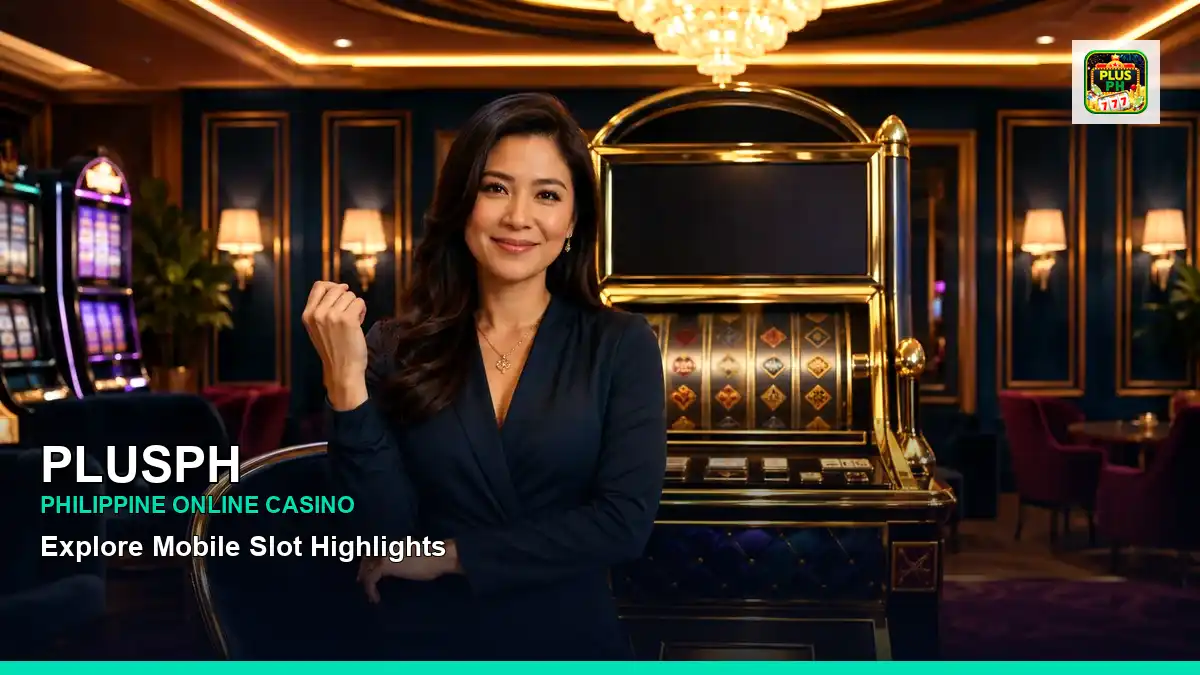 PLUSPH VIP casino rewards featuring an adult Filipina casino host with a dynamic composition